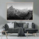 10775-MGV-CV-36X24-Snow Capped Mountain Wall Art – Black and White Canvas Print of Majestic Peaks, Nature Landscape Photography for Office, Bedroom,