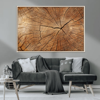 61710-MGV-CV-36X24-Tree Rings Wall Art – Rustic Wood Grain Canvas Print of Tree Trunk Cross Section, Nature Inspired Decor for Cabin, Office, Living