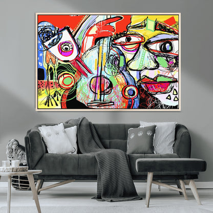37796-MGV-CV-36X24-Picasso Style Wall Art Canvas Print, Framed Picasso Art Picture Print, Picasso Cubism Perfect Modern Abstract Decor Artwork