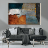 35026-MGV-CV-36X24-Abstract Canvas Wall Art – Modern Teal, Rust, Black and Gold Textured Painting, Contemporary Decor for Living Room, Bedroom or