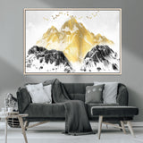 37733-MGV-CV-36X24-Golden Mountain Wall Art – Modern Abstract Landscape Canvas Print with Birds, Luxury Nature Decor for Living Room, Bedroom, or