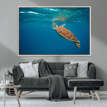 91440-MGV-CV-36X24-Sea Turtle Wall Art – Ocean Turtle Canvas Print, Underwater Marine Life Decor for Living Room, Office, Beach House or Bathroom