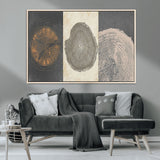 80725-MGV-CV-36X24-Wood Tree Rings Wall Art Canvas Print, Framed Tree Rings Art Picture Print, Abstract Tree Rings Perfect Modern Boho Decor Artwork
