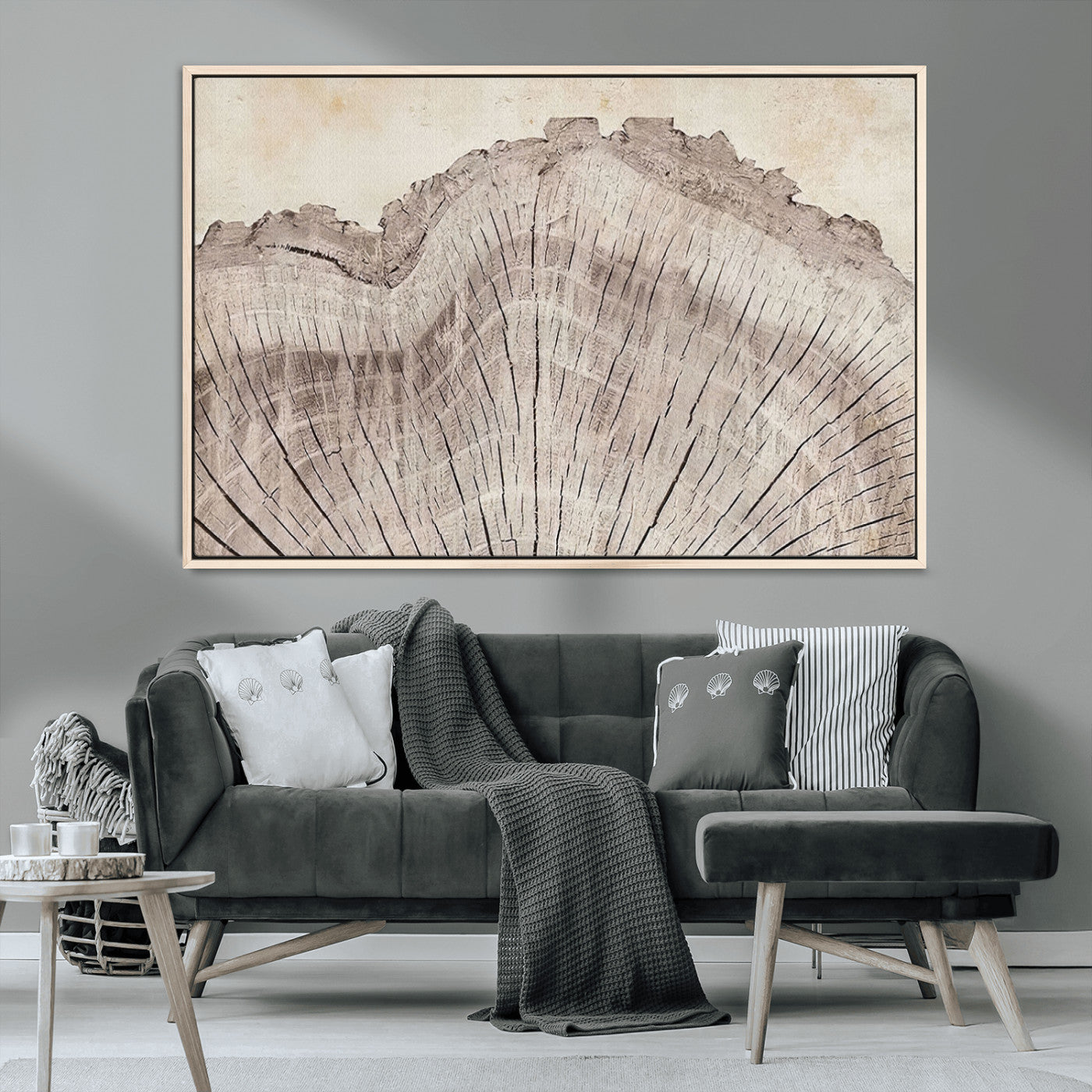67528-MGV-CV-36X24-Wood Ring Wall Art Canvas Print, Framed Tree Ring Art Picture Print, Rustic Tree Ring Perfect Neutral Boho Decor Artwork