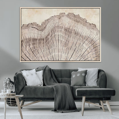 67528-MGV-CV-36X24-Wood Ring Wall Art Canvas Print, Framed Tree Ring Art Picture Print, Rustic Tree Ring Perfect Neutral Boho Decor Artwork