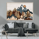 67950-MGV-CV-36X24-Modern Wood Wall Art Canvas Print, Framed Mountain Range Art Picture Print, Wood Mountain Range Perfect Rustic Decor Artwork
