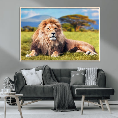 67826-MGV-CV-36X24-Majestic Lion Wall Art – King of the Jungle Canvas Print, Safari Wildlife Decor for Living Room, Office, or Man Cave