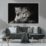 80013-MGV-CV-36X24-Lion and Lioness Wall Art – Black and White Wildlife Photography Canvas Print, African Safari Animal Decor for Office, Bedroom, or