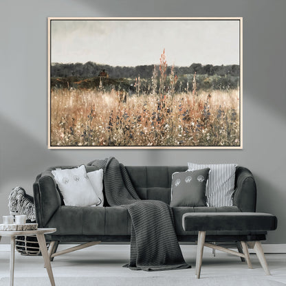 46308-MGV-CV-36X24-Wildflower Field Wall Art – Rustic Meadow Landscape Canvas Print, Country Nature Decor for Living Room, Bedroom or Farmhouse