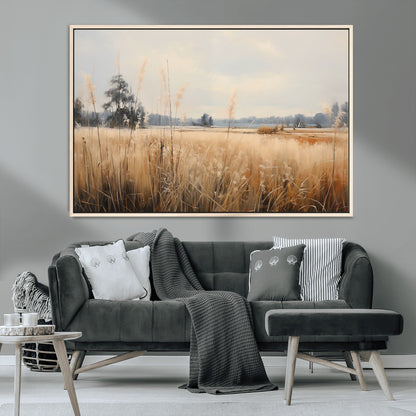 38193-MGV-CV-36X24-Golden Meadow Wall Art – Serene Grassland Landscape Canvas Print, Rustic Nature Decor for Bedroom, Living Room or Farmhouse