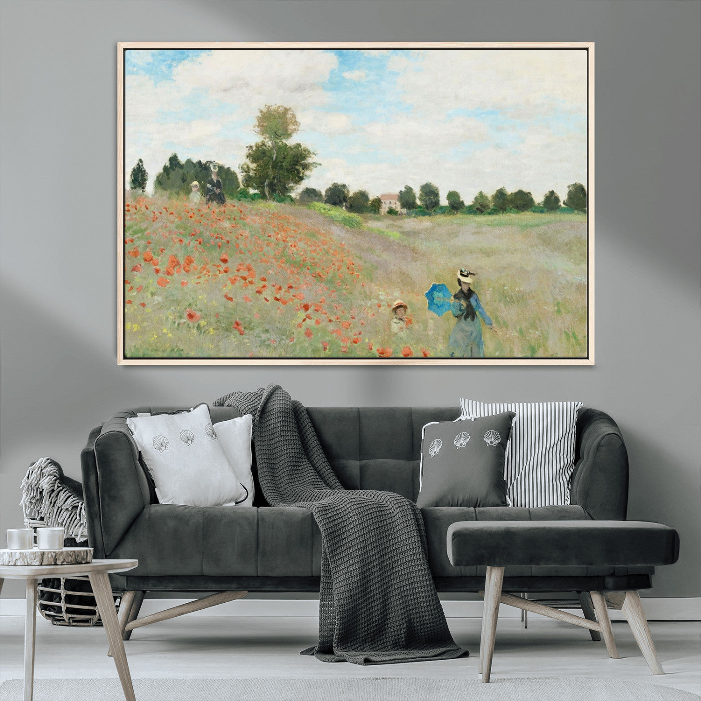 74890-MGV-CV-36X24-Monet Poppy Field Wall Art – Impressionist Landscape Canvas Print, Classic French Artwork for Living Room, Bedroom or Office Decor