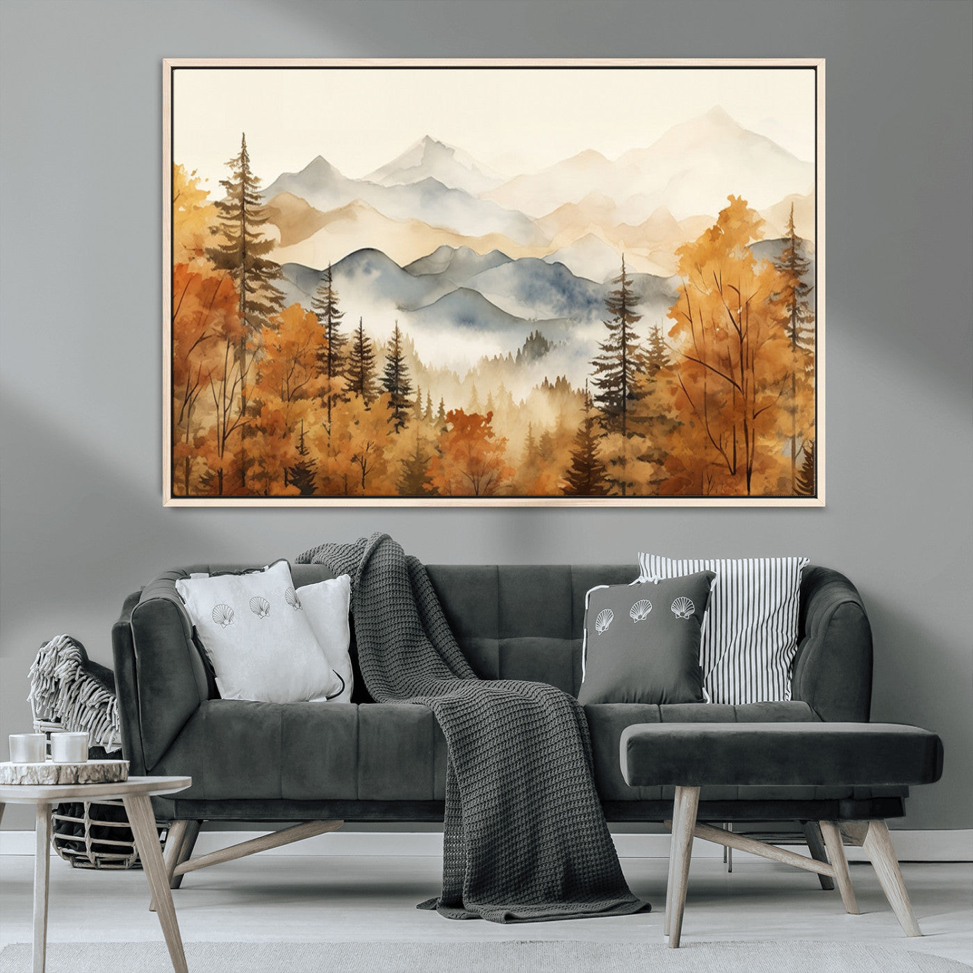 72950-MGV-CV-36X24-Autumn Mountain Forest Wall Art – Golden Fall Landscape Canvas Print, Nature-Inspired Home Decor for Living Room, Bedroom or