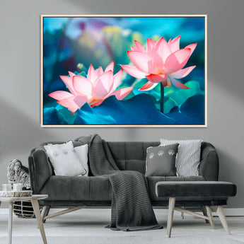 32559-MGV-CV-36X24-Lotus Flower Wall Art – Pink Water Lily Canvas Print, Tranquil Nature Decor for Living Room, Bedroom or Meditation Space