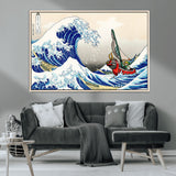 19450-MGV-CV-36X24-Great Wave Adventure Wall Art – Japanese Style Ocean Canvas Print, Fantasy Sailing Decor for Living Room, Bedroom or Office