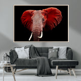 14788-MGV-CV-36X24-Red Elephant Wall Art – Bold Wildlife Canvas Print, African Safari Animal Decor for Living Room, Bedroom or Office