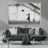 50559-MGV-CV-36X24-Banksy Girl with Balloon Wall Art – Famous Street Graffiti Canvas Print, Modern Urban Artwork for Living Room, Bedroom or Office