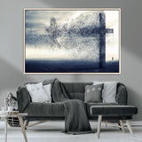 55718-MGV-CV-36X24-Surreal Cross Wall Art – Spiritual Faith Canvas Print, Abstract Christian Artwork with Modern Religious Symbol for Living Room,