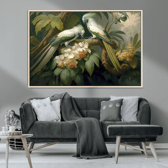 84047-MGV-FC-36X24_Natural-Tropical Birds Wall Art – Elegant Botanical Canvas Print, Exotic Nature Decor for Living Room, Bedroom or Office