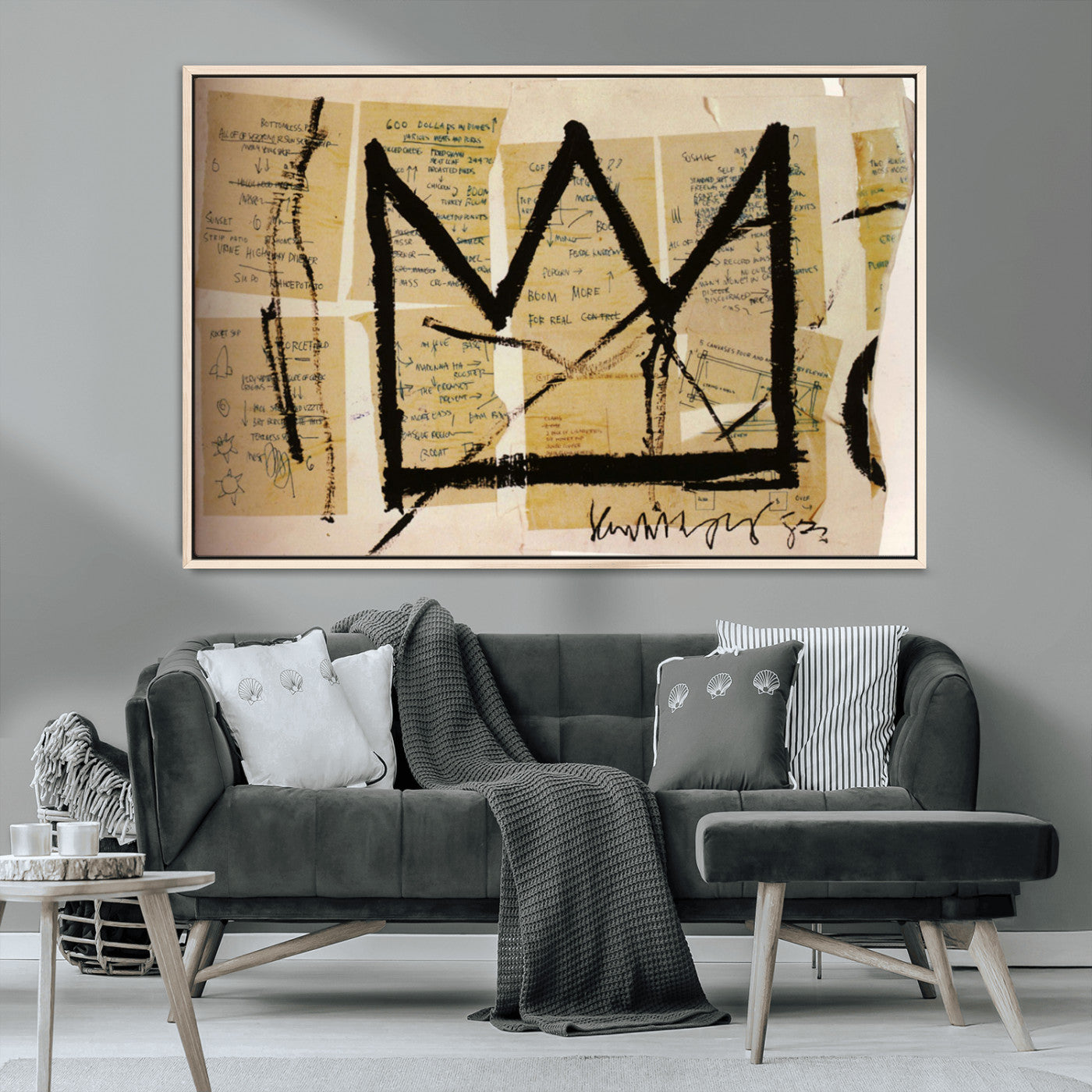 37215-MGV-CV-36X24-Abstract Crown Wall Art – Urban Graffiti Style Canvas Print Modern Street Art Design, Bold Contemporary Decor for Living Room,