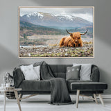 80252-MGV-CV-36X24-Scottish Cow Wall Art Canvas Print, Framed Highland Cow Art Picture Print, Highland Cattle Perfect Rustic Farmhouse Decor Artwork