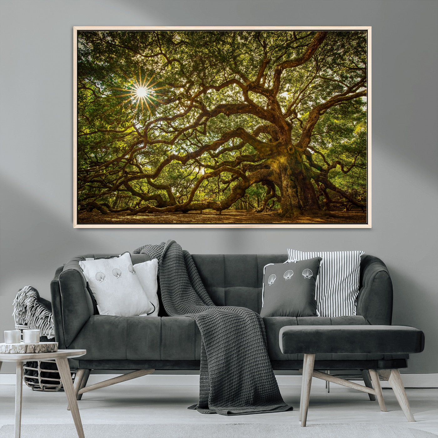 57983-MGV-CV-36X24-Angel Oak Tree Wall Art Canvas Print, Framed Oak Tree Art Picture Print, Angel Oak Perfect Rustic Nature Decor Artwork