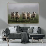 87339-MGV-CV-36X24-Sheep Wall Art – Rustic Farmhouse Canvas Print Flock Standing Misty Field Countryside Photography, Country Animal Decor for Living