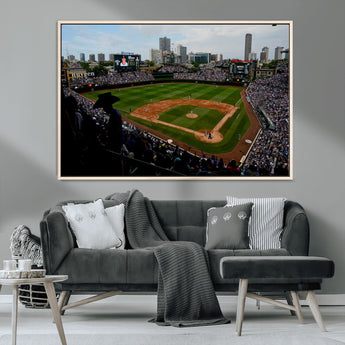 34859-MGV-CV-36X24-Wrigley Field Wall Art Canvas Print, Framed Chicago Cubs Stadium Art Picture Print, Wrigley Stadium Field Perfect Sport Room Decor
