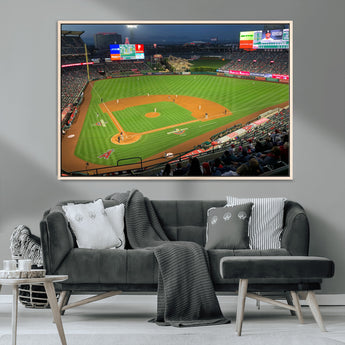 93707-MGV-CV-36X24-Los Angeles Stadium Wall Art Canvas Print, Framed Angel Stadium Field Art Picture Print, Anaheim Stadium Perfect Sports Room Decor