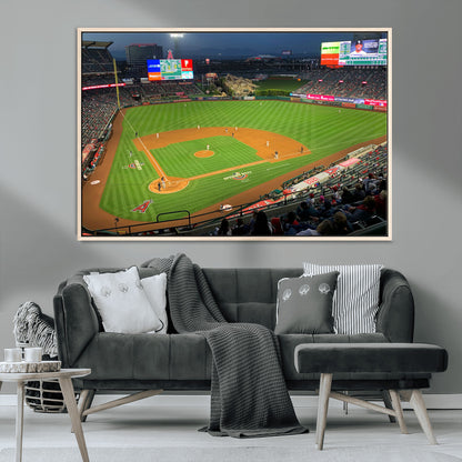 93707-MGV-CV-36X24-Los Angeles Stadium Wall Art Canvas Print, Framed Angel Stadium Field Art Picture Print, Anaheim Stadium Perfect Sports Room Decor
