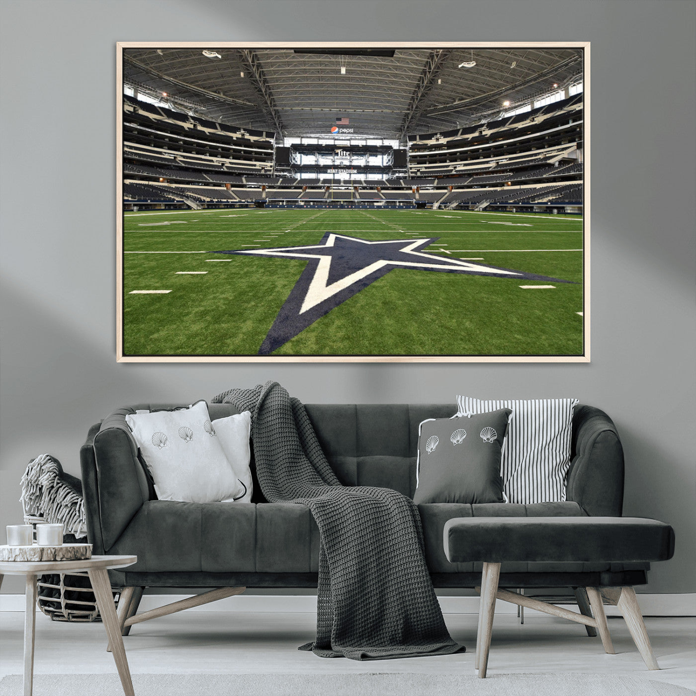 14834-MGV-CV-36X24-Dallas Att Stadium Wall Art Canvas Print, Framed Texas NFL Stadium Art Picture Print, American Football Stadium Perfect Sports