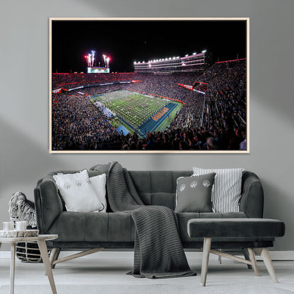 46899-MGV-CV-36X24-Ben Hill Griffin Stadium Wall Art Canvas Print, Framed Football Stadium Art Picture Print, Florida Football Stadium Perfect Sport