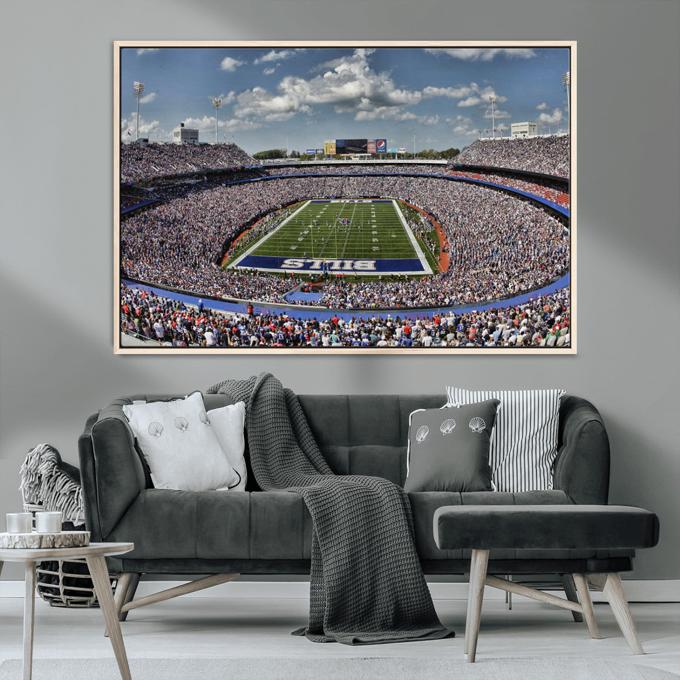 76491-MGV-CV-36X24-Buffalo Bills Stadium Wall Art Canvas Print, Framed Bills Stadium Art Picture Print, Highmark Stadium Perfect Sport Room Decor