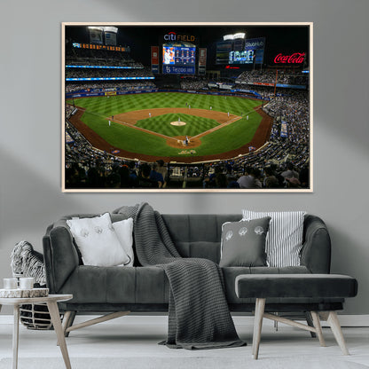 25148-MGV-CV-36X24-Baseball Stadium Wall Art – Canvas Print Night Game Packed Crowd Bright Lights Sports Photography, Dynamic Decor for Game Room,