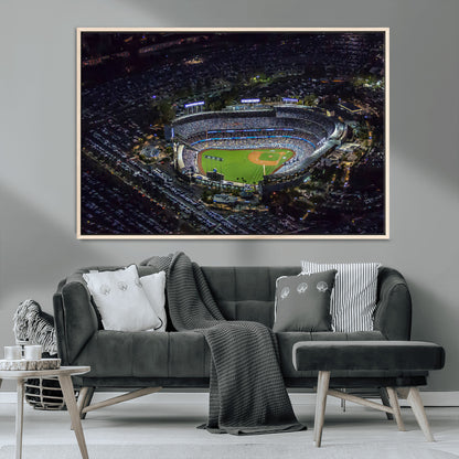 16515-MGV-CV-36X24-Dodgers Stadium Wall Art Canvas Print, Framed Baseball Stadium Art Picture Print, Dodgers Field Perfect Sport Room Decor Artwork