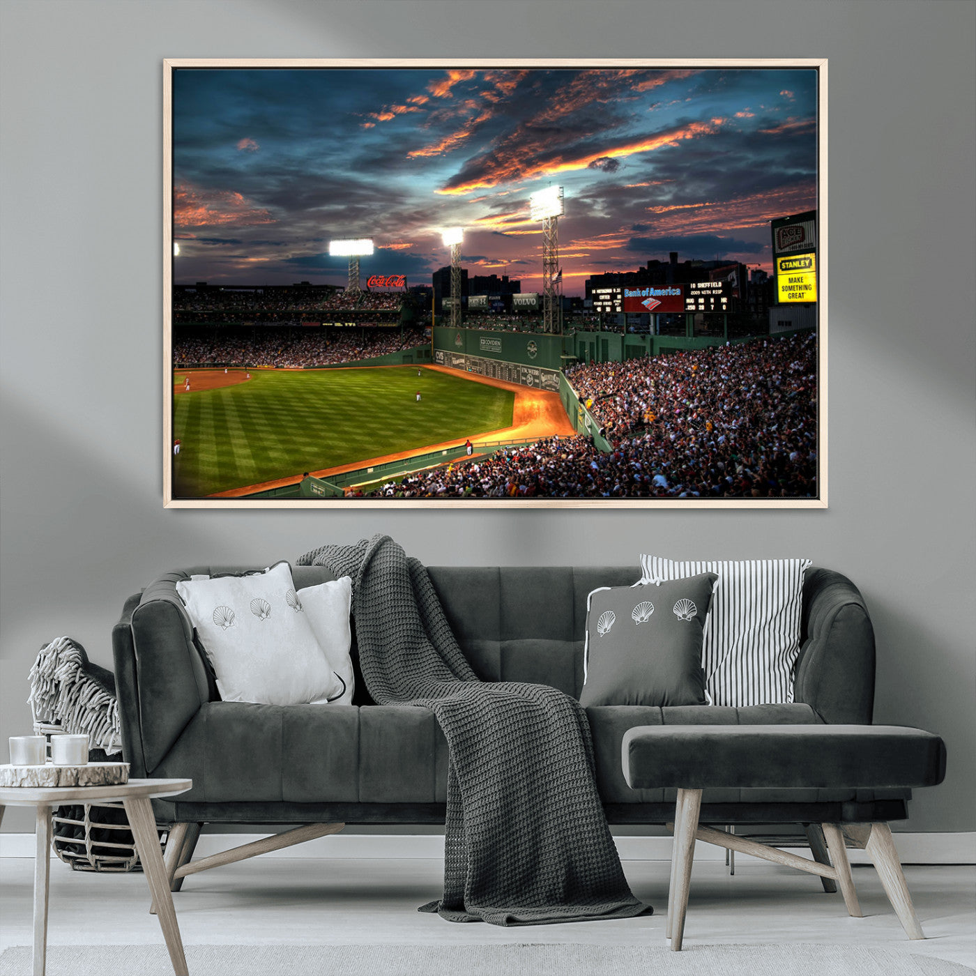 66781-MGV-CV-36X24-Baseball Stadium Wall Art – Canvas Print Evening Game Field Packed Crowd Sunset Sky Sports Photography, Dynamic Decor for Game