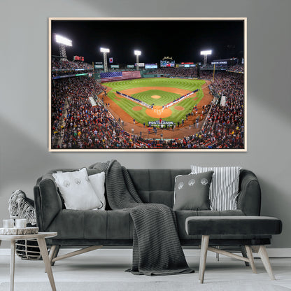 47365-MGV-CV-36X24-Fenway Park Stadium Wall Art Canvas Print, Framed Boston Baseball Stadium Art Picture Print, MLB Stadium Field Perfect Sport Room