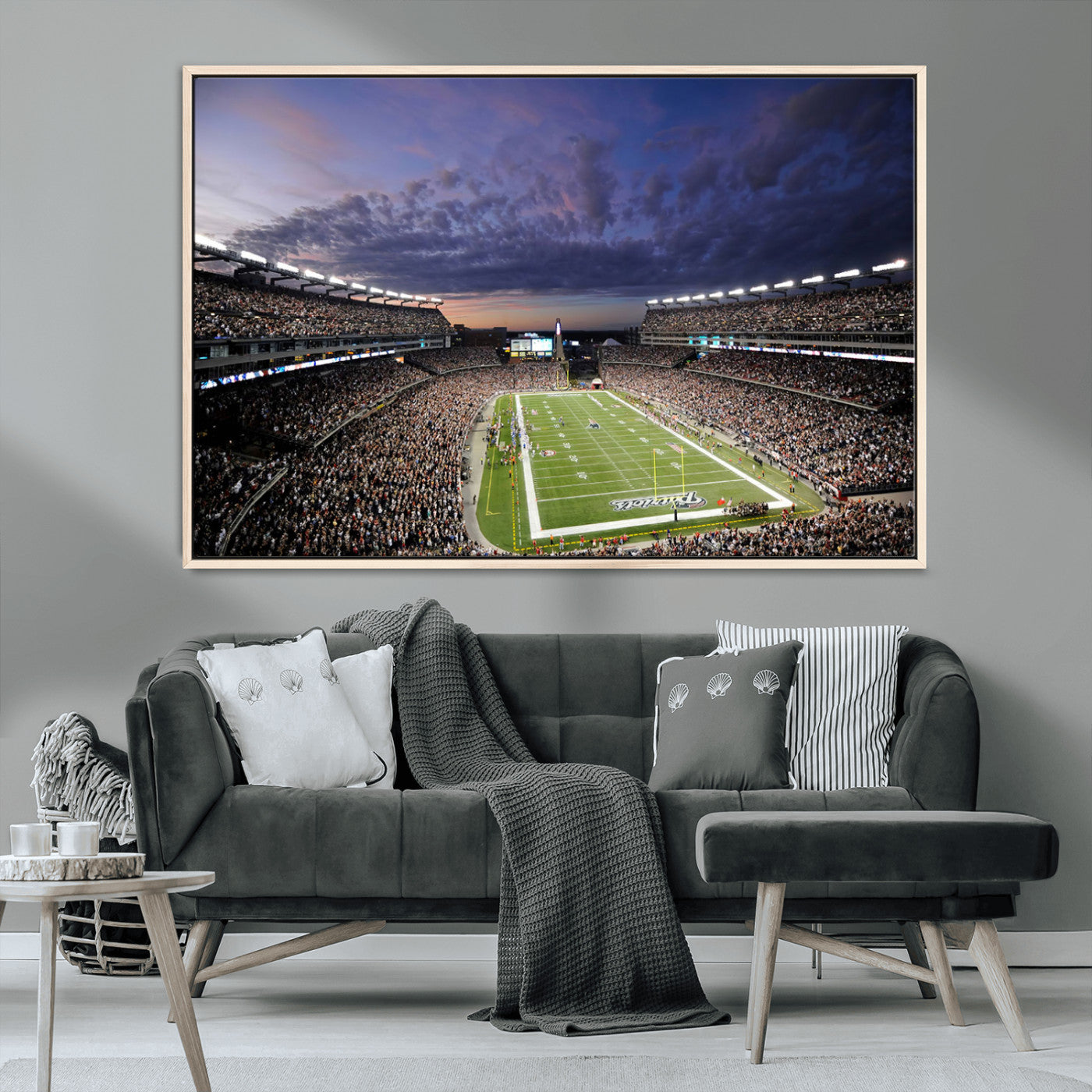 52712-MGV-CV-36X24-Gillette Stadium Field Wall Art Canvas Print, Framed Massachusetts Stadium Art Picture Print, Gillette Stadium Perfect Sport Room