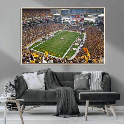 51419-MGV-CV-36X24-Heinz Field Wall Art Canvas Print, Framed Pittsburgh Stadium Field Art Picture Print, Heinz Stadium Field Perfect Sports Room