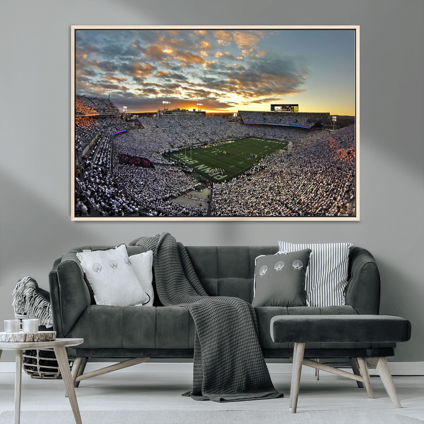 38807-MGV-CV-36X24-Beaver Stadium Wall Art Canvas Print, Framed Beaver Stadium Field Art Picture Print, Football Stadium Perfect Sport Room Decor