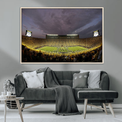 72404-MGV-CV-36X24-Michigan Wolverine Stadium Wall Art Canvas Print, Framed Michigan Stadium Art Picture Print, Football Stadium Perfect Sport Room