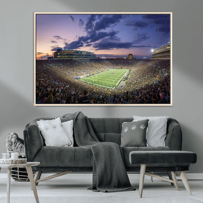 50825-MGV-CV-36X24-Notre Dame Stadium Wall Art Canvas Print, Framed Indiana Stadium Art Picture Print, Football Stadium Perfect Sports Room Decor