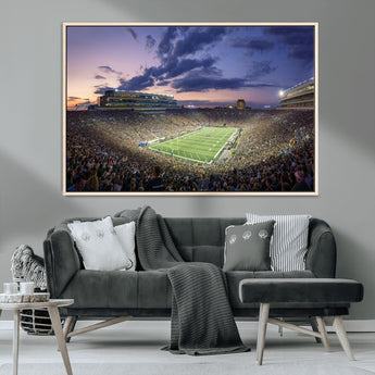 50825-MGV-CV-36X24-Notre Dame Stadium Wall Art Canvas Print, Framed Indiana Stadium Art Picture Print, Football Stadium Perfect Sports Room Decor