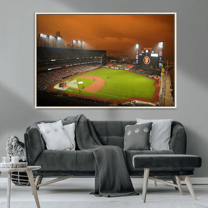31315-MGV-CV-36X24-Oracle Park Stadium Wall Art Canvas Print, Framed California Stadium Art Picture Print, Oracle Park Field Perfect Sport Room Decor