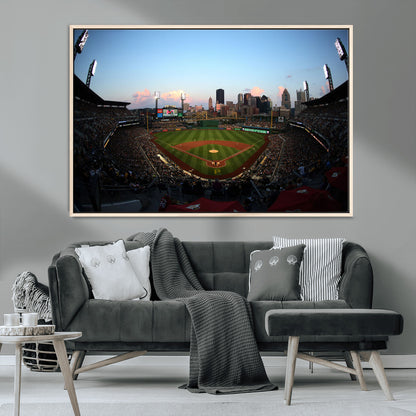 67670-MGV-CV-36X24-PNC Park Stadium Wall Art Canvas Print, Framed Pittsburgh Pirates Stadium Art Picture Print, PNC Park Field Perfect Sport Room