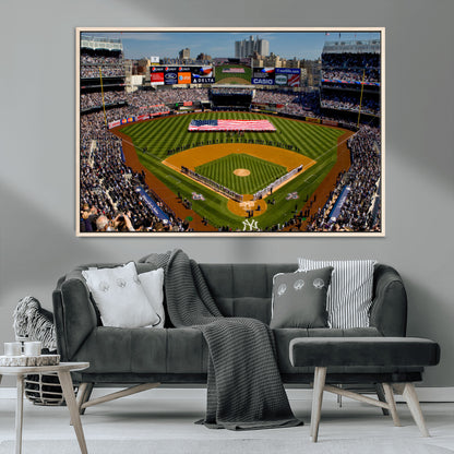 20879-MGV-CV-36X24-Yankee Stadium Wall Art Canvas Print, Framed New York Stadium Art Picture Print, Yankee Field Perfect Sport Room Decor Artwork