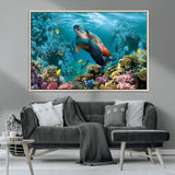 38661-MGV-CV-36X24-Sea Turtle Wall Art Canvas Print, Framed Ocean Wildlife Art Picture Print, Turtle Perfect Coastal Nature Decor Artwork