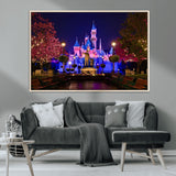 79435-MGV-CV-36X24-Disney Castle Wall Art Canvas Print, Framed Magic Kingdom Art Picture Print, Disney World Perfect Child Room Decor Artwork