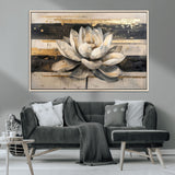 18807-MGV-CV-36X24-Lotus Flower Wall Art Canvas Print, Framed Abstract Lotus Art Picture Print, White Lotus Flower Perfect Abstract Floral Decor