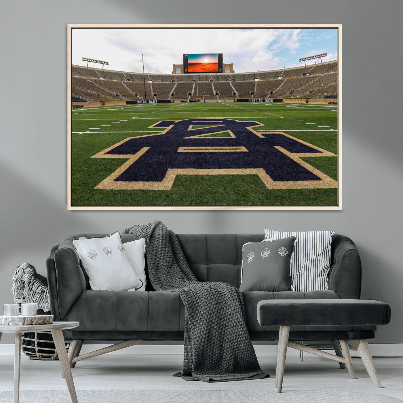 52835-MGV-CV-36X24-Notre Dame Stadium Wall Art Canvas Print, Framed Indiana Stadium Art Picture Print, Notre Dame Field Perfect Sport Room Decor