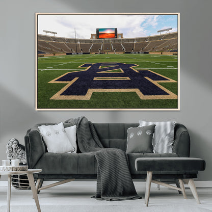 52835-MGV-CV-36X24-Notre Dame Stadium Wall Art Canvas Print, Framed Indiana Stadium Art Picture Print, Notre Dame Field Perfect Sport Room Decor